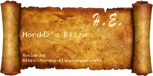 Hordós Eliza névjegykártya